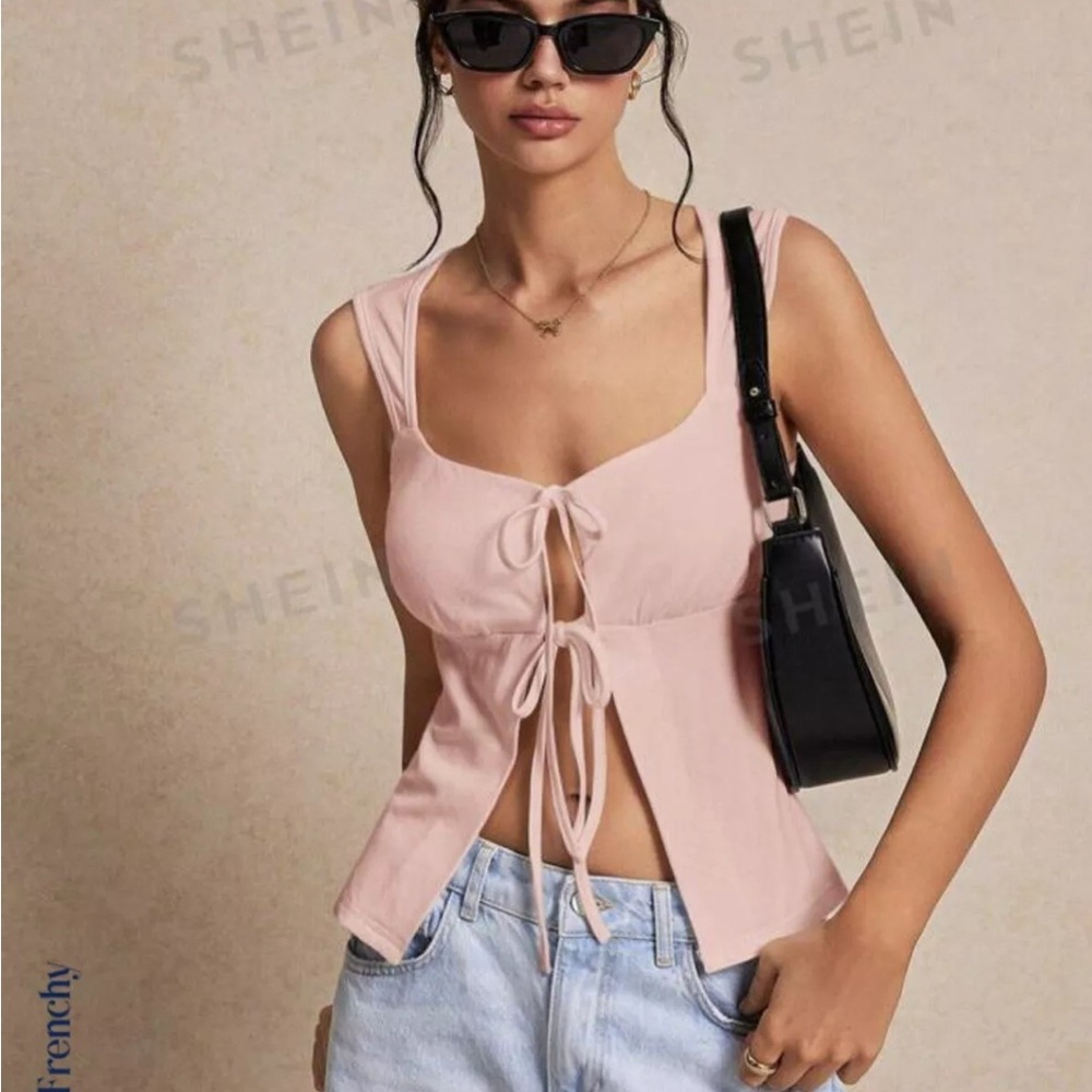 SHEIN Pink Tie-Front Women's Top